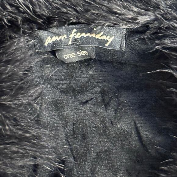 Vintage Ann Ferriday Leopard Print Lace Top Faux Fur Collar Sheer Black Gothic - Picture 8 of 10